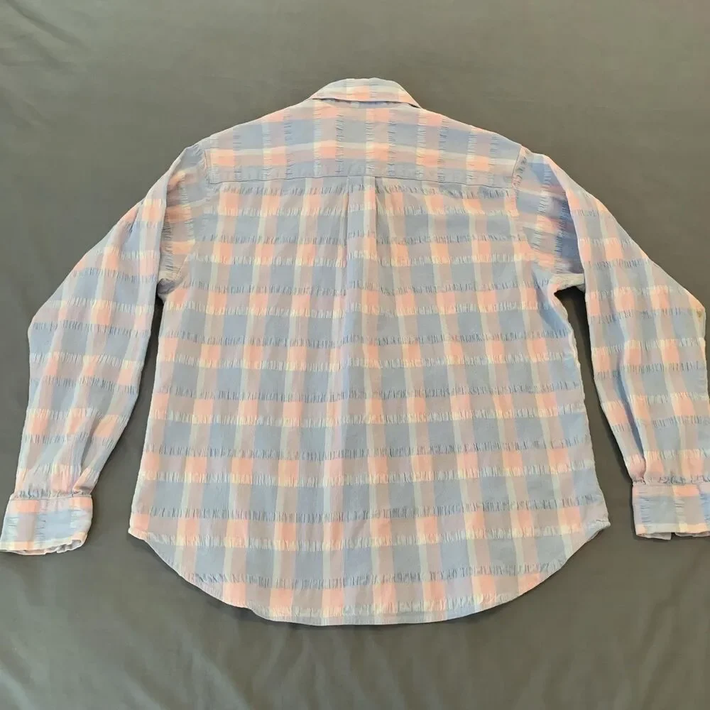 Cruel‎ Girl Shirt Womens XL Pink Blue Plaid Long Sleeve Western Casual Button Up